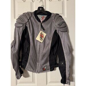 Women’s Joe Rockets Motorcycle Jacket Medium Black/Grey With Pads NEW